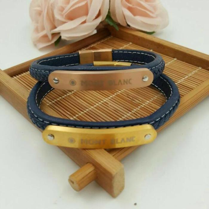 Gelang Mont blanc kulit asli platted fashion