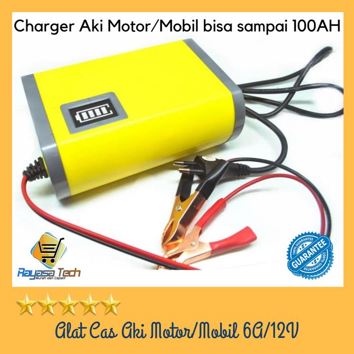 Promo!!! Alat Cas Aki Motor&Mobil/Portable Motorcycle Car Battery Charger 6A/12 Stock Banyak