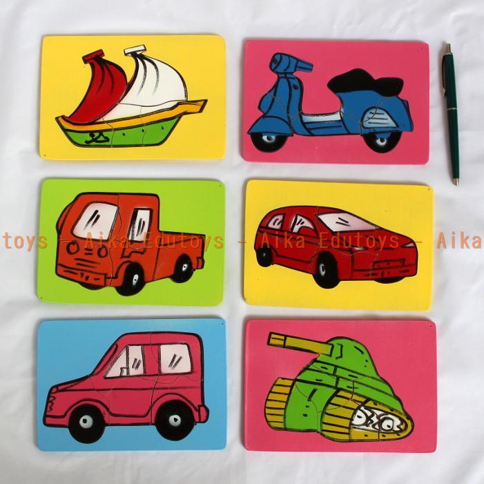 Mainan Edukasi Puzzle Kecil Kendaraan Kayu / Wooden Puzzle / Pazel Puzle Puzel / APE Edukatif