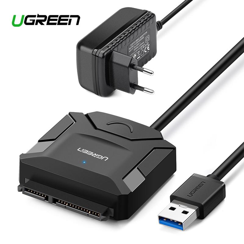 UGREEN SATA to USB Adapter USB 3.0 2.0 Cable to Sata Converter for Samsung Seagate WD 2.5 3.5 HDD SSD Hard Disk USB Sata Adapter with EU Plug