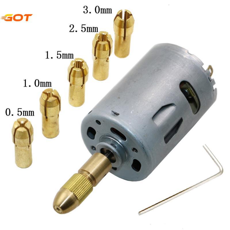 6 Pcs 1.0-3.0 Mm Mata Bor Elektrik Kuningan Poros Pusat Collet Keemasan Tahan Lama