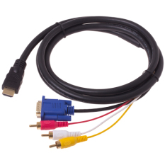 1.8m HDMI to VGA +3RCA Rot Gelb Weiß Stecker Adapter Kabel DVD Player TV Monitor