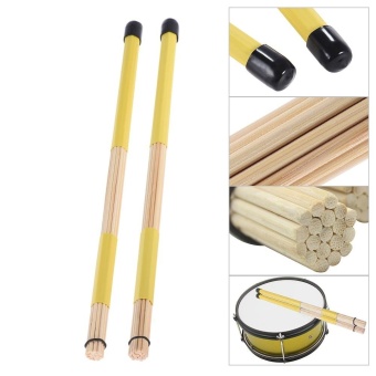 1 Pair Bamboo Jazz Drum Brushes Sticks Rod 40cm Drumsticks Folk Music Percussion Balance Set Yellow Outdoorfree - intl