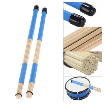 1 Pair Bamboo Jazz Drum Brushes Sticks Rod 40cm Drumsticks Folk Music Percussion Balance Set Outdoorfree - intl