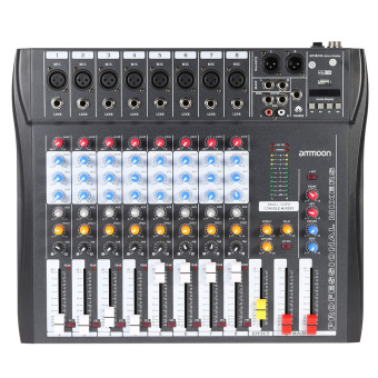 ammoon CT80S-USB 8 Channel Digital Mic Line Audio Mixing Mixer Console with 48V Phantom Power for Recording DJ Stage Karaoke Music Appreciation
