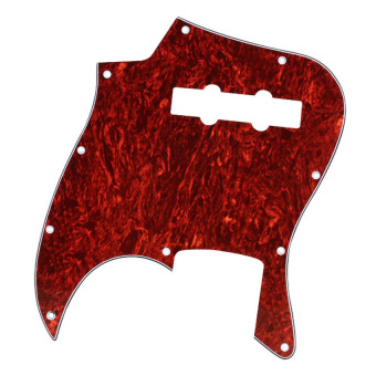 RIS  Shell Pickguard 3 Ply For Jazz J Bass Guitar Red Tortoise 