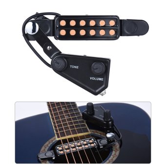 12-hole Acoustic Guitar Sound Hole Pickup Magnetic Transducer with Tone Volume Controller Audio Cable - intl
