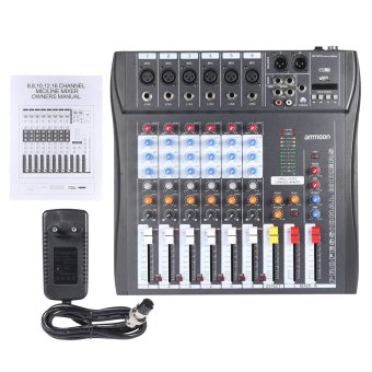 ammoon 60S-USB 6 Channels Mic Audio Mixer Mixing Console 3-band EQ USB XLR Input 48V Phantom Power with Power Adapter Outdoorfree