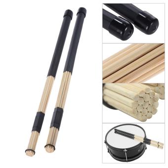1 Pair Bamboo Jazz Drum Brushes Sticks Rod 40cm Drumsticks Folk Music Percussion Balance Set Black Outdoorfree - intl
