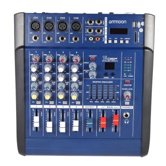 ammoon PMX402D-USB 4 Channel Digtal Mic Line Audio Mixing Mixer Console with 48V Phantom Power 16 Built-in Sound Effects for Recording DJ Stage Karaoke Music Appreciation