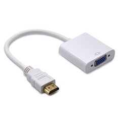1080P Gold-Plated Active Hdmi To Vga Adapter (Male To Female) For Laptop PC For Macbook (White) (Intl)