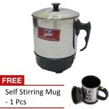 Q2 8011 - Mug Listrik 11cm - Silver + Gratis Self Stirring Mug - Hitam - 1 Pcs
