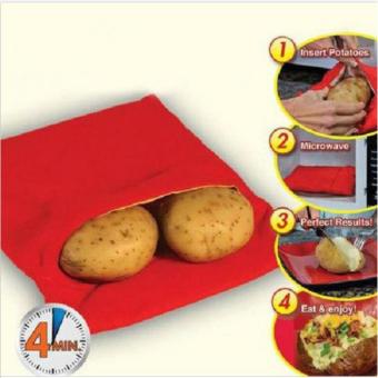 Abusun NEW Red Washable Cooker Bag Baked Potato Microwave Cooking Potato Quick Fast (cooks 4 potatoes at once) - intl