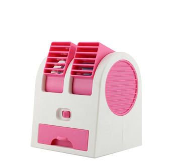 KAT Kipas Angin Mini AC Portable Duduk Twin Double Fan Parfum - Pink
