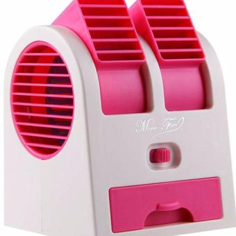 Ac Duduk Double Mini Fan Portable Blower Kipas Usb -Pink