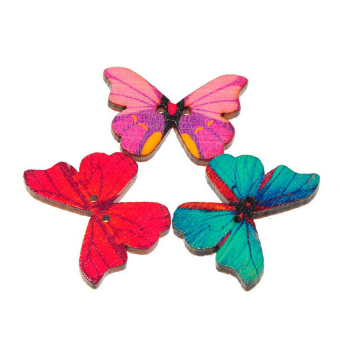 S & F Wooden Sewing Buttons Butterfly Phantom 50Pcs
