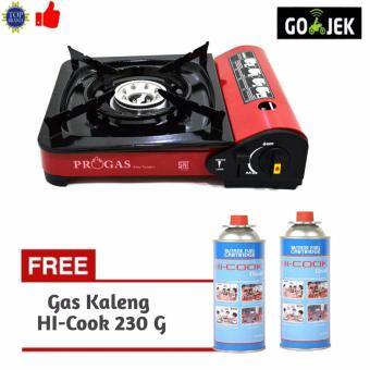 Paket Progas Kompor Portable / Camping + 2 Gas Kaleng HI-COOK 230 G