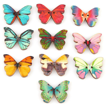 HKS Wooden Sewing Buttons Butterfly Phantom 50Pcs