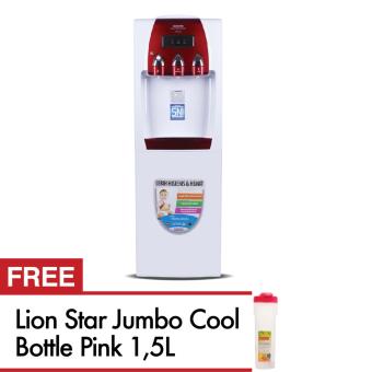Sanken Dispenser HWD-762 Merah + Lion Star Botol Minum 1,5 L Pink  