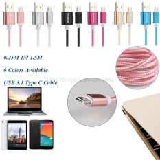1m Aluminum Nylon USB 3.1 Type-C Charger Cable USB-C Cabel for Nexus 5x/LG G5/Huawei p9/Xiaomi mi4c/mi5/mi 5/HTC 10(Rose red) - Intl