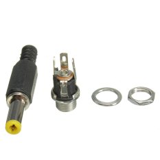 2.1mm x 5.5mm Male + Female Metal Panel Mount Socket Pair Jack Plug DC Connector (Intl)