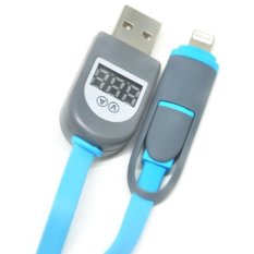 2 in 1 Duo Magic Cable Lightning and Micro USB Cable with LCD for Android / iOS 8 - Blue