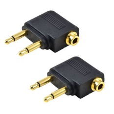 2 Pcs Monster Gold Plated Airplane Headphone Audio Converter & Adapter for Double 3.5mm Mono Plug To 3.5mm Dual Channel Stereo Jack
