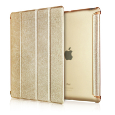2in1 Ultra thin Luxury Leather Protective Matte Case Folded Smart Cover Full Protector For Apple iPad 2 3 4 (Slim Gold)