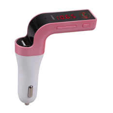 Auto Car USB Charger Wireless Bluetooth MP3 Player FM Transmitter (Pink)