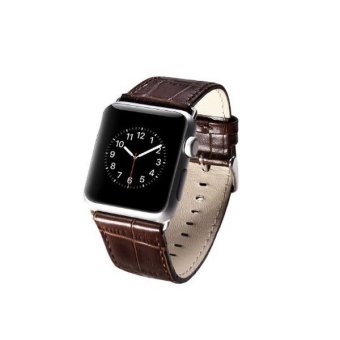 Bluesky Apple Watch Band, 38mm Genuine Leather Strap Wrist Band Replacement with Metal Clasp for Apple Watch Sport Edition 38mm Brown (Intl)  