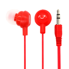 Candy Color Cute Smiling Face Headphone 3.5MM In-Ear Jack Headset for Mobile Cellphone (Red)