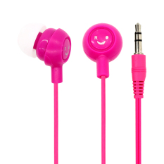 Candy Color Cute Smiling Face Headphone 3.5MM In-Ear Jack Headset for Mobile Cellphone (Rose)