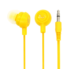 Candy Color Cute Smiling Face Headphone 3.5MM In-Ear Jack Headset for Mobile Cellphone (Yellow)