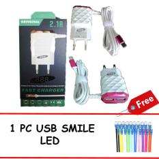 Grade AA 888 2,1A 15W Smart Fast Charger With 3 Outputs + FREE USB Smile Led