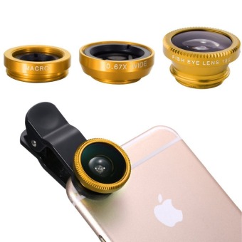 Fish Eye 3 in 1 Untuk Smart Phone Dan Camera - Gold