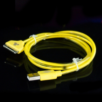 ELENXS 1M Led Light Usb Charger Date Cable For Iphone 4/4S Colorful Gleamy Flat Convenient Portable Yellow (Intl)