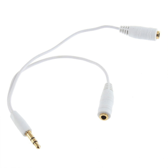 HomeGarden Male untuk 2 perempuan pemisah Audio Jack adaptor kabel Earphone putih - ต่าง ประเทศ