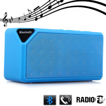 Mini X3 Wireless Bluetooth Speaker TF USB FM AUX Portable Speakers with Mic Free Call for Android IOS(Blue) - intl