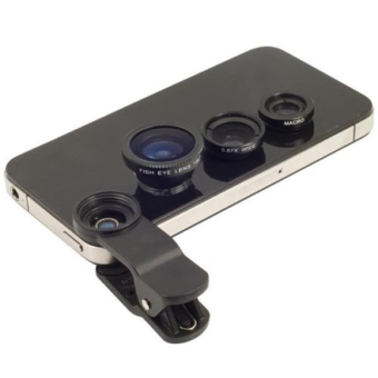 Velishy 3 in 1 Universal Clip On Camera Lens For Cell Phones (Black)