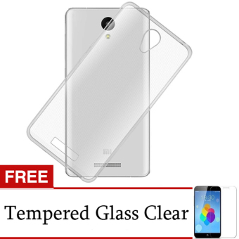 Case Ultrathin Soft Case for Xiaomi Redmi Note 2 – Abu-abu Clear + Gratis Tempered Glass
