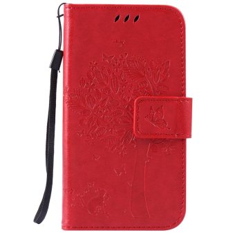 Fashion Tree Protective Stand Wallet Purse Credit Card ID Holders Magnetic Flip Folio TPU Soft Bumper PU Leather Ultra Slim Fit Case Cover for Samsung Galaxy J1 Ace - intl