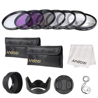 Andoer 67 mm/UV/CPL/FLD Close up (+ 1 + 2 + 4 + 10) menggunakan filter lensa kit dengan membawa kantong/Cap/tutup lensa lensa karet pemegang/Tulip dan kerudung/kain pembersih lensa