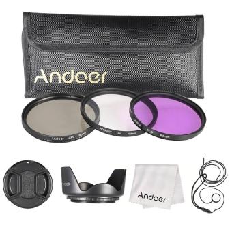 Andoer 62mm Filter Kit (UV+CPL+FLD) + Nylon Carry Pouch + Lens Cap + Lens Cap Holder + Lens Hood + Lens Cleaning Cloth - intl