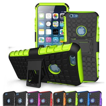 NingMao Heavy Duty Dual Layer Drop Protection Shockproof Armor Hybrid Steel Style Protective Cover Case with Self Stand for Apple iPhone 7 Plus (Green) - intl