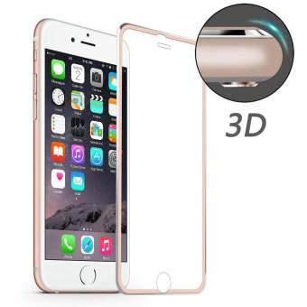 HAT PRINCE for iPhone 6s Plus/6 Plus 0.2mm 3D Curved Metal Bumper Tempered Glass Screen Protective Film - Rose Gold - intl