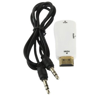 Universal Full HD 1080P HDMI Male to VGA and Audio Adapter for HDTV / Monitor / Projector - Putih