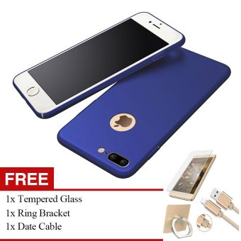 For Apple iPhone 7 Plus 5.5 \" inch Case 360 Protection Matte Hard Plastic Slim Back Cover(Blue) - intl