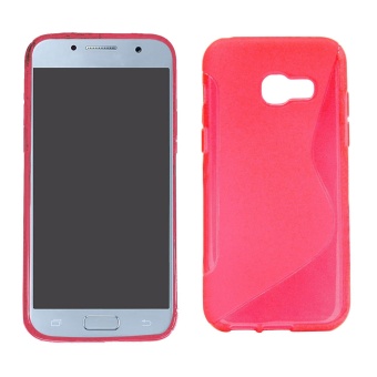 Solid Color TPU S-shaped Texture Protective Protector Case Cover Skin for Samsung Galaxy A7 2017 Rose Red - intl