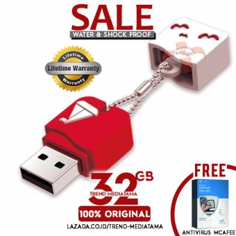 Original 100% Flashdisk 32GB Pqi U605L USB 2.0 Waterproof & Shockproof (Anti Air dan Anti Banting) Gratis Antivirus MC Afee - RED