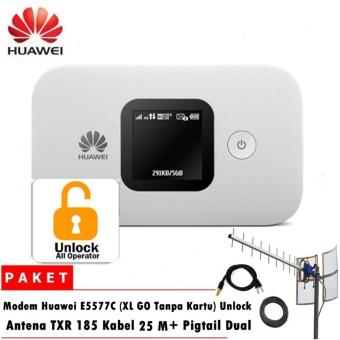Paket Modem Huawei E5577C XL Go Tanpa Kartu 4G LTE 150mbps Unlock & Antena Yagi TXR 185 Kabel 25 M Dual Pigtail